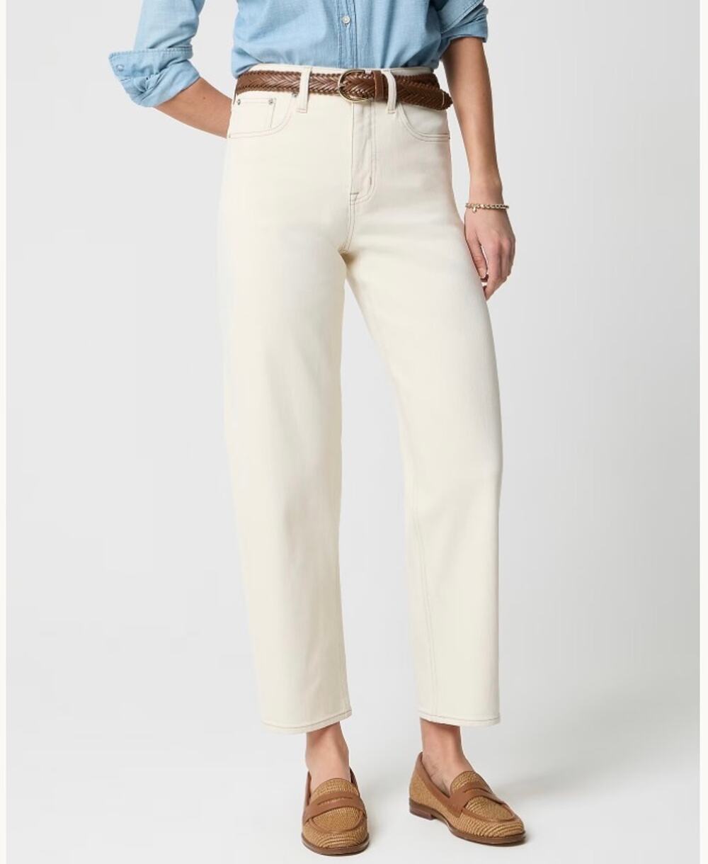 J.Crew Factory Barrel Leg Jean All Day Stretch Ecru Size 25 NWT